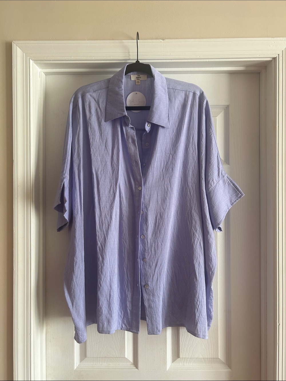 NWT Entro Short-Sleeve Button-Up Shirt - Light Lavender